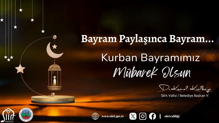 Valimiz ve Belediye Başkan V. Sayın Dr. Kemal Kızılkaya'nın Kurban Bayramı Mesajı