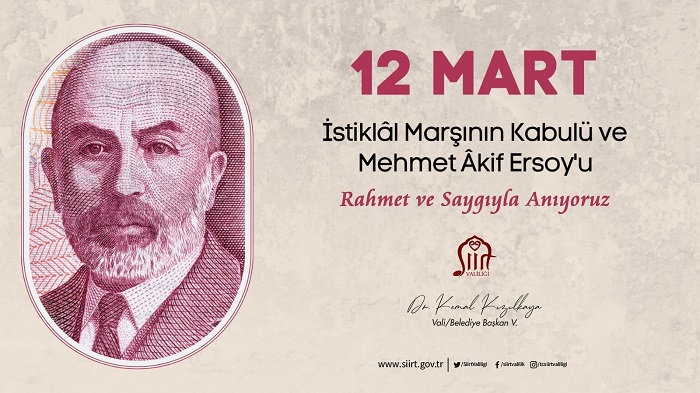 Vali Kızılkaya’nın İstiklal Marşımızın Kabulü Ve Mehmet Akif Ersoy’u Anma Günü Mesajı